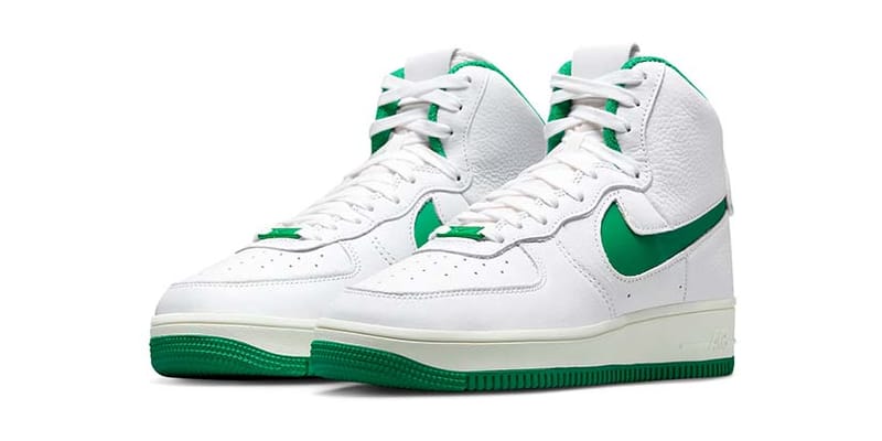 Green and white high shop top air force ones