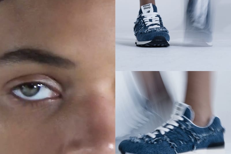 White New Balance 574 X Miu Miu Denim Sneakers | Miu Miu