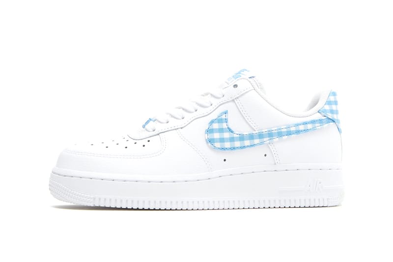 white air force 1 with red and blue check