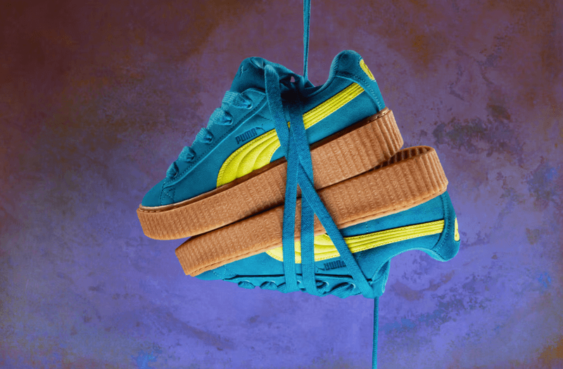 Blue and green puma creepers on sale