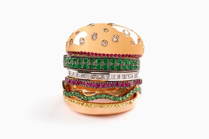 hamburger ring jewelry 指輪カラーゴールド