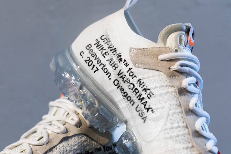 ヴァージル・アブロー x ナイキ Air VaporMax “White” のディテール