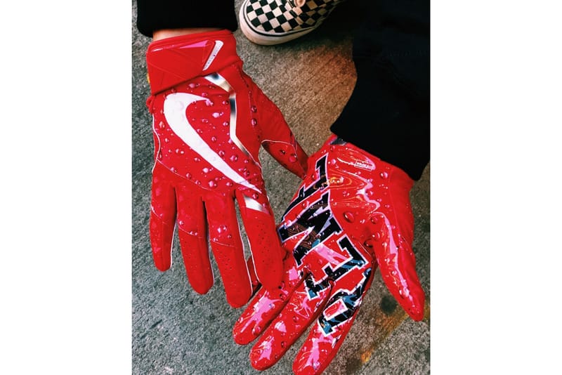 SUPREME シュプリーム 18AW×NIKE Vapor Jet Football Glove ナイキ ベイパー ジェット 4.0 フットボール グローブ レッド