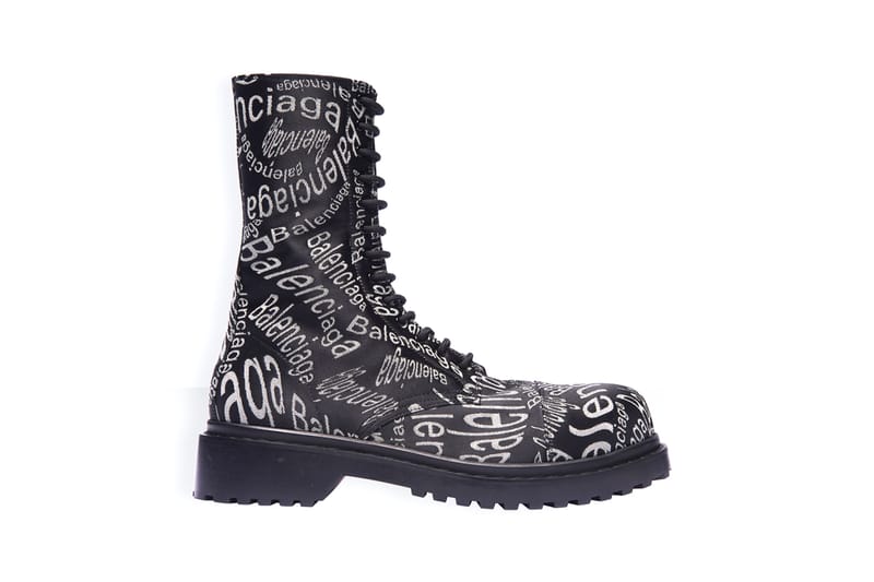 専用【美品】BALENCIAGA バレンシアガ ウェーブ ロゴ コンバット バレンシアガよりロゴを散りばめたコンバットブーツ“LOGO WAVE