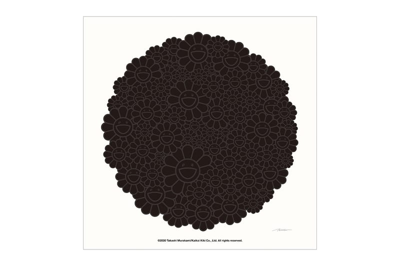 村上隆 シルクスクリーン black flowers round BLM