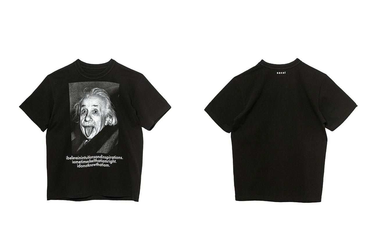 サカイからアインシュタインをフィーチャーしたTシャツ&フーディが発売 