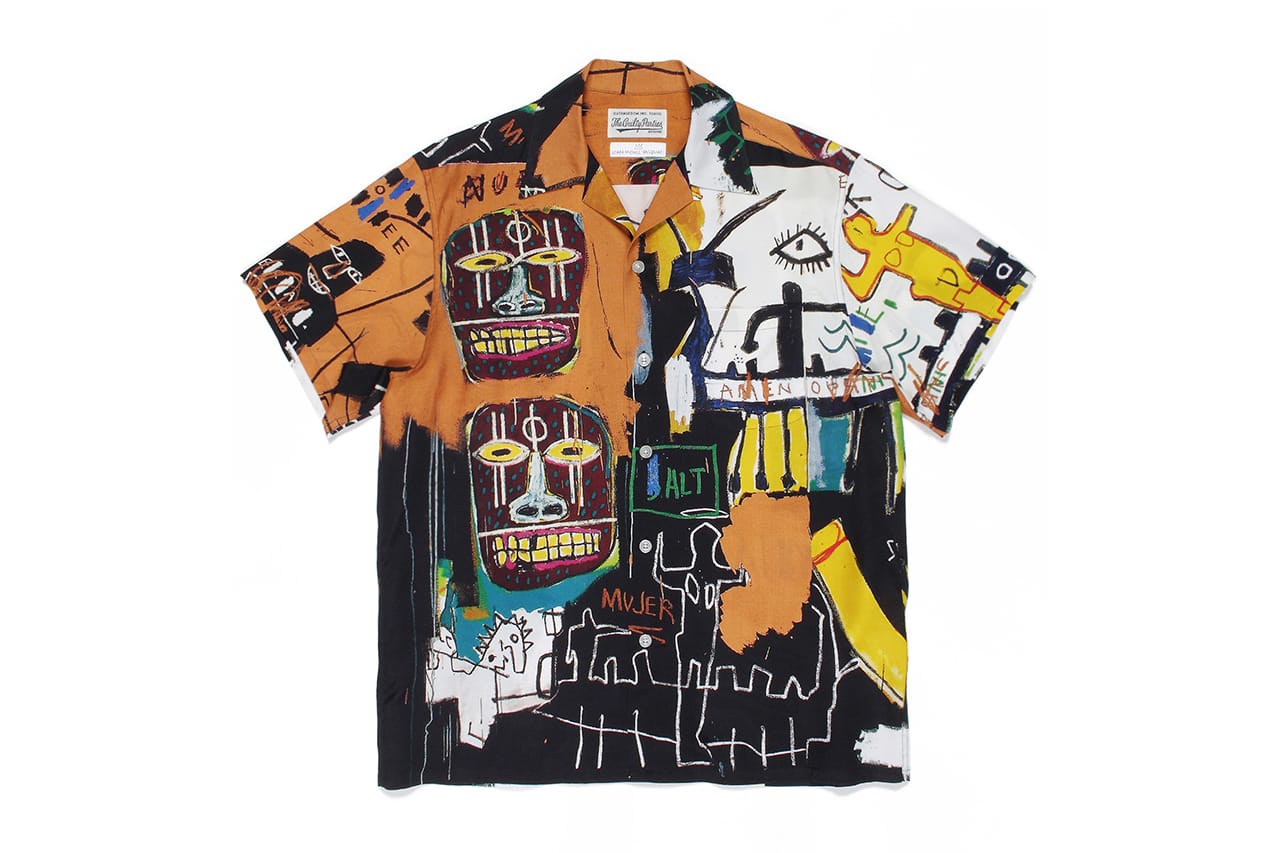 【美品】  WACKO MARIA / ワコマリア | 2021SS × Jean-Michel Basquiat / ジャン＝ミシェル・バスキア HAWAIIAN SHIRT (TYPE4) バスキア オープンカラー アロハ シャツ | S | オレンジ/ブラック | メンズ