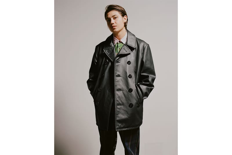 BlackサイズSUPREME JUNYA MAN Schott Leather Peacoat - レザージャケット