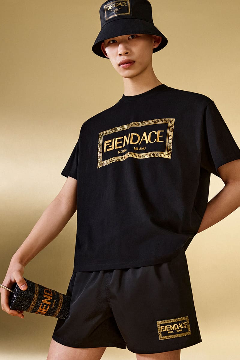 メンズFendi×Versace コラボ ロゴ Tシャツ