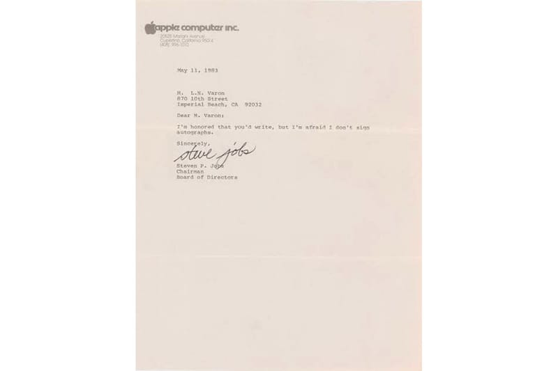 スティーブ・ジョブズの“サインはしない”というサイン入りの手紙が 