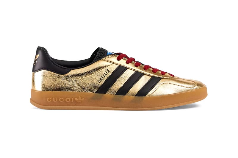GUCCI ゴールド ピンク スニーカー グッチ x アディダス ガゼルにゴールドを採用した最新モデルが