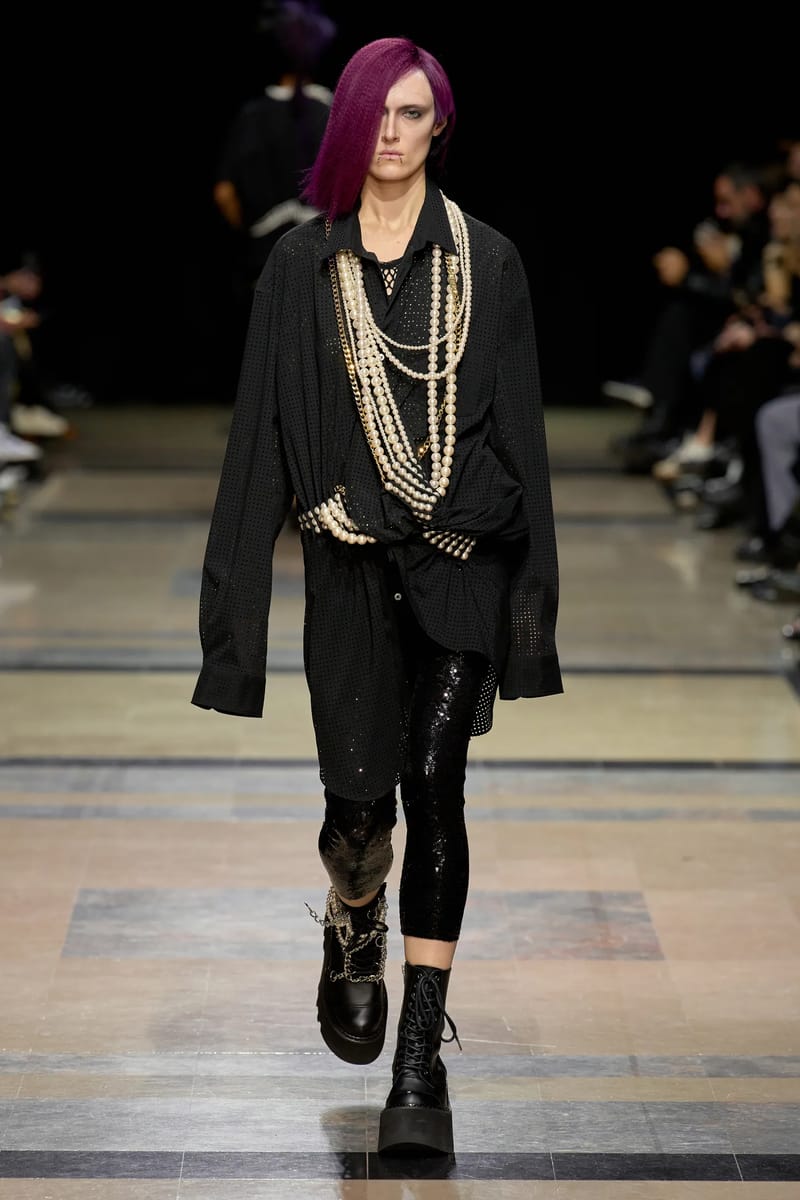 Junya Watanabe: Women's Pearl Chain Platform Boots (Black