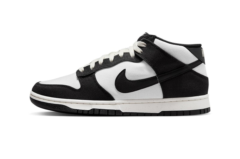 未使用 NIKE ナイキ 30cm DUNK MID PANDA DV0830-102 ダンク ミッドカット パンダ 2023年製 キャンバス SAIL/BLACK  18002038 ナイキからキャンバス素材の新作ダンクミッド“パンダ”が発売