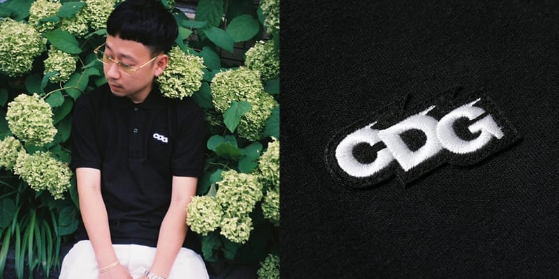 CDG ロゴT M コムデギャルソンでシンボリックな蛍光とロゴプリントのアイテム