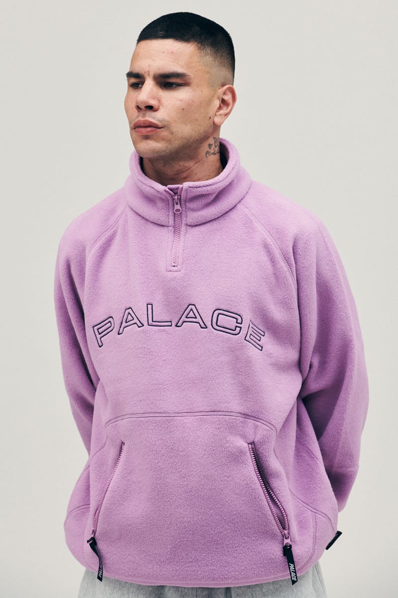 palace ハーフジップスウェット　ピンクブルー