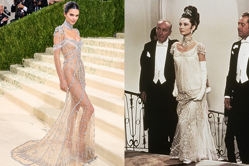 2021 Met Gala Kendall Jenner 身穿一襲透膚禮服，致敬 Audrey Hepburn《窈窕淑女》！ - POPBEE