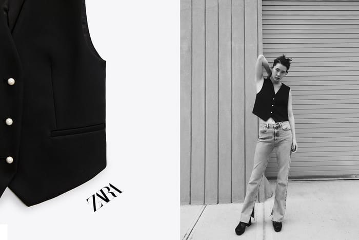 灑脫女生欽點：ZARA 珍珠鈕扣西裝背心，一抹俐落隨性感！