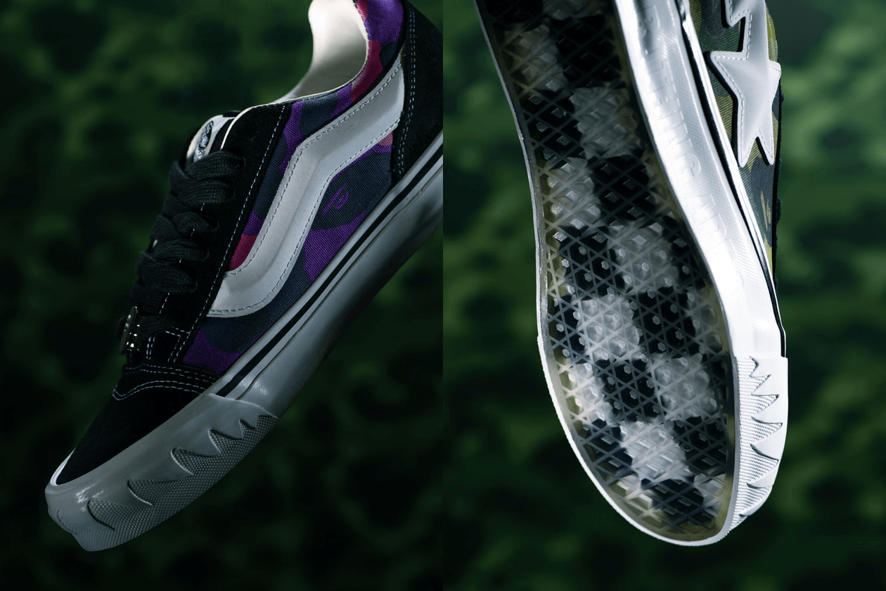 Raised Checkerboard Vans x BAPE Knu Skool 2026 collaboration: release date, camo colorways ...