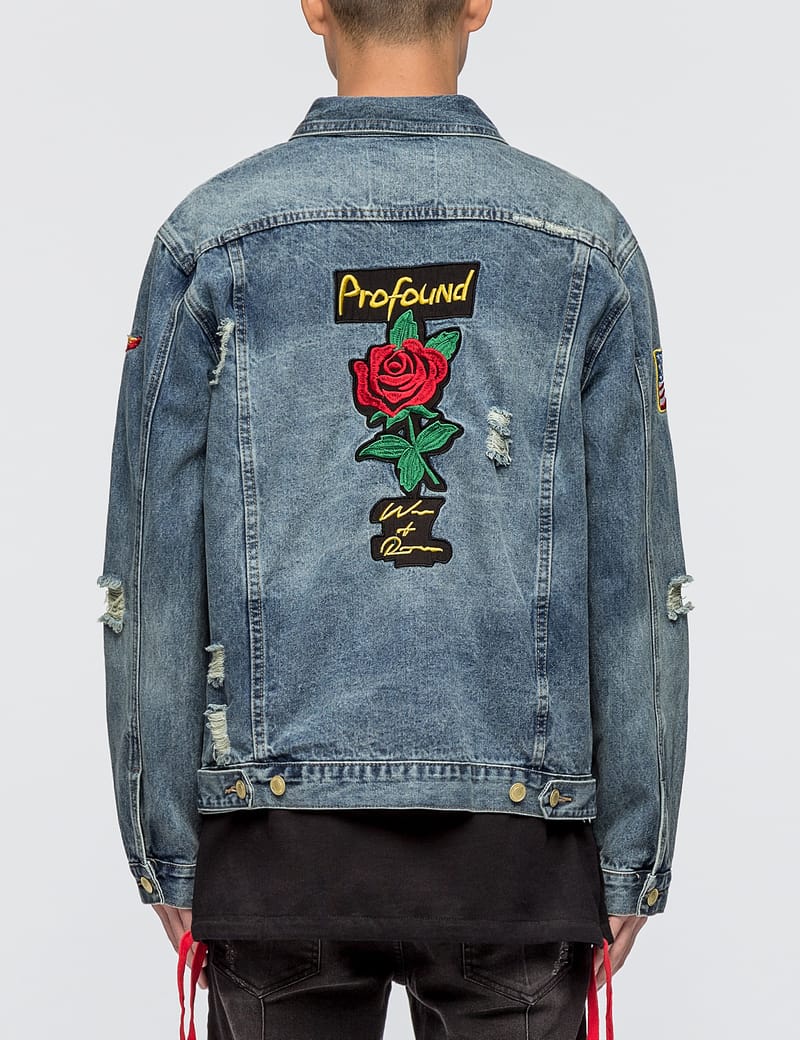 Rose patch denim on sale jacket