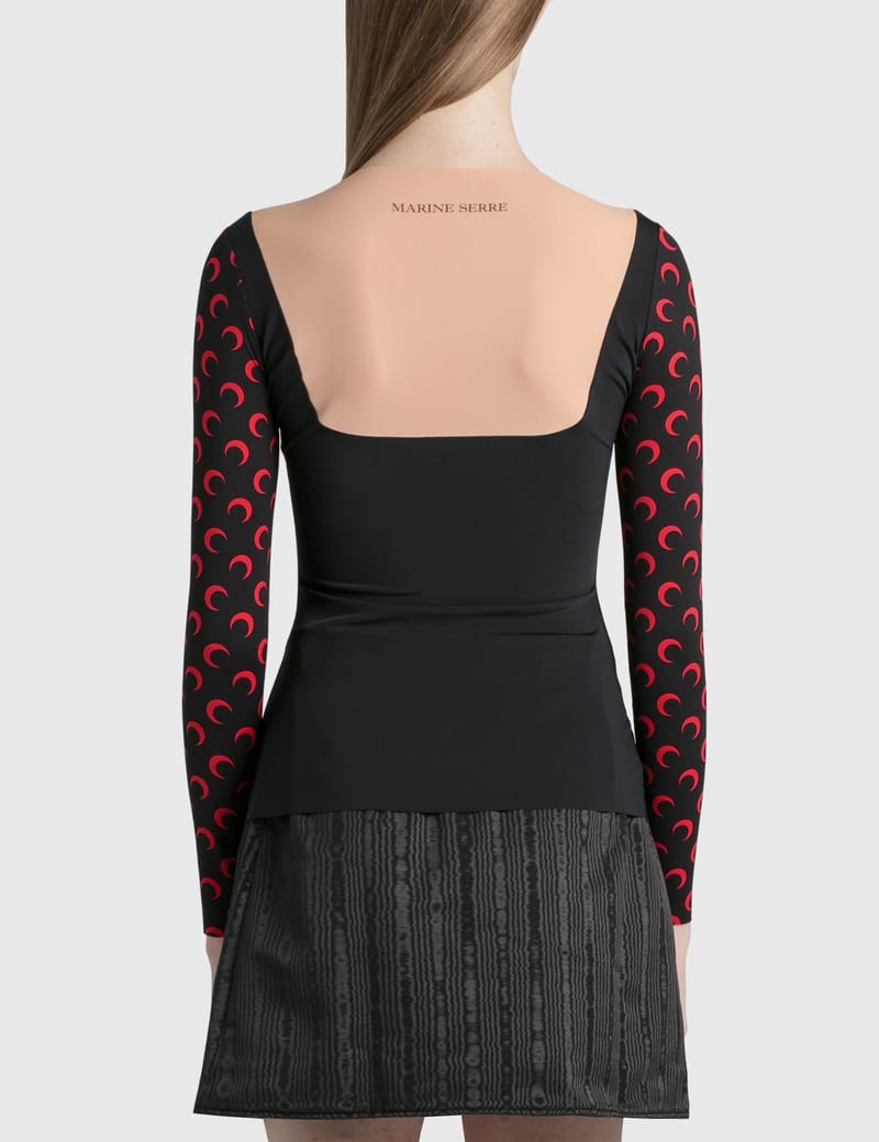 トップス MARINE SERRE TROMPE L'OEIL NECKLINE TOP mrs0246012_blk_00.jpg?sw=375&