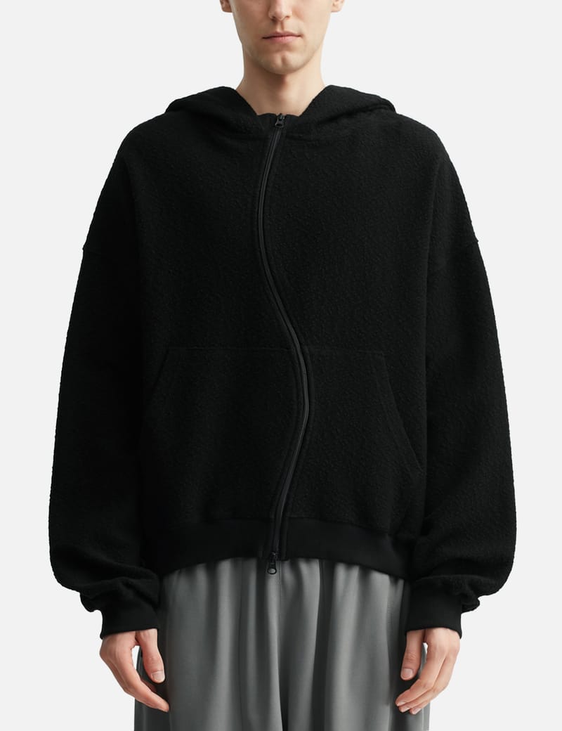 Heve クラウドブルゾン Black 黒 Scuba Zip Through Boxy Hoodie & Relaxed Trouser - Black | Mens