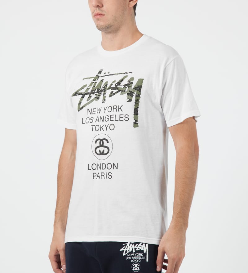 Stüssy - White World Tour Camo T-Shirt | HBX - Globally