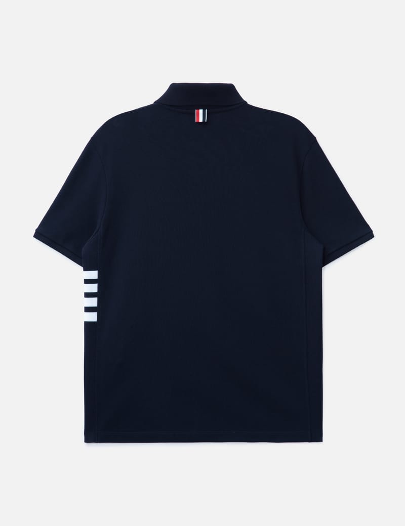 【THOM BROWNE】Stripe Stitch 4 Bar Short Sleeve Polo Shirt Textured Stripe Stitch 4-Bar Relaxed Fit Polo | Thom Browne