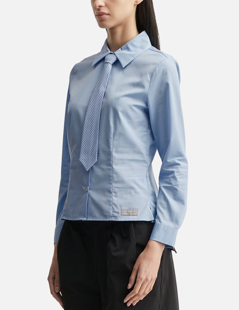 Sandy Liang Levi Shirt - Light blue 100% cotton shirt with