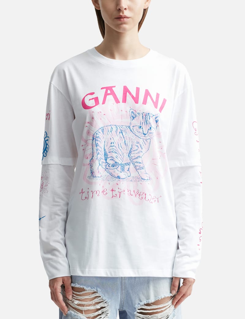 Ganni - Light Jersey Cat T-Shirt | HBX - Globally Curated Fashion