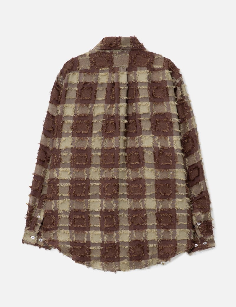 Lorenz - Checked Fringe Shirt In Brown | HBX