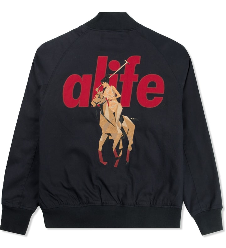 ALIFE - Blue Bareback Varsity Jacket | HBX - Globally Curated Fashion ...