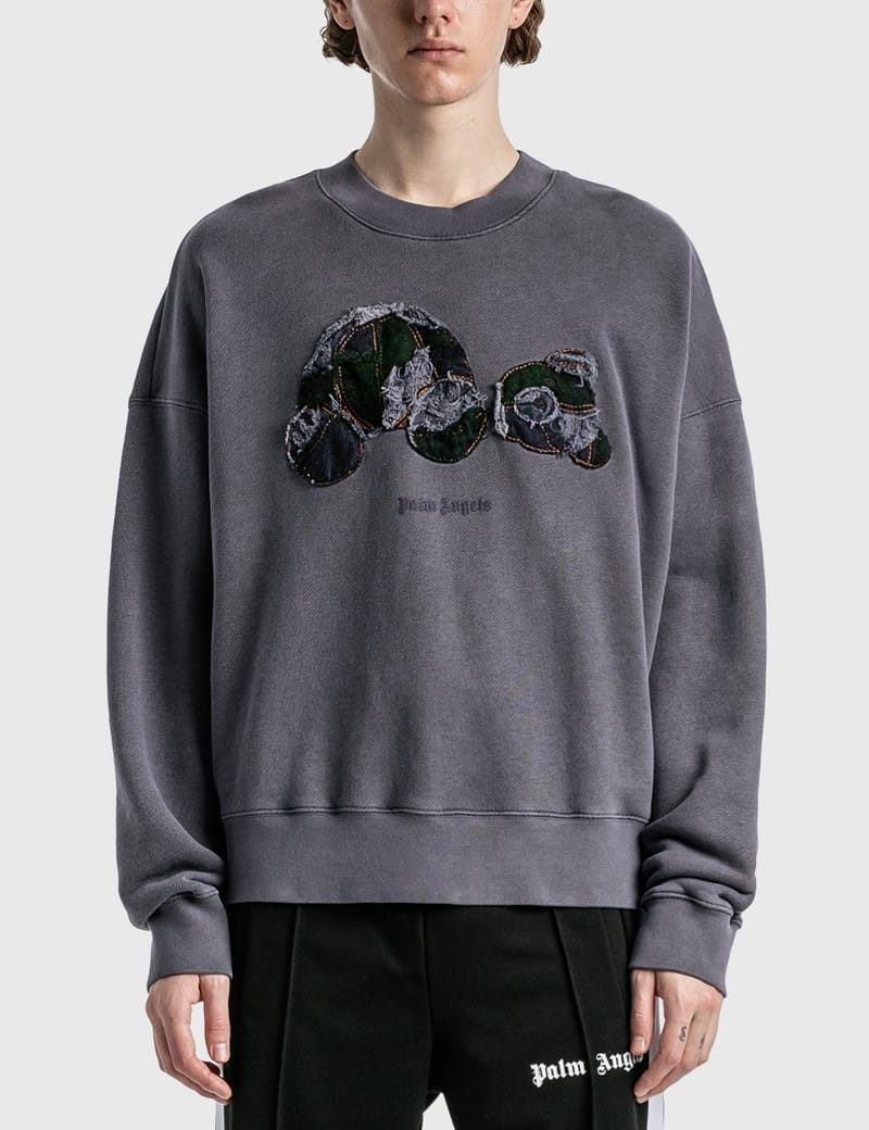 Palm Angels - PA Patchwork Ripped Bear Crewneck Sweatshirt | HBX