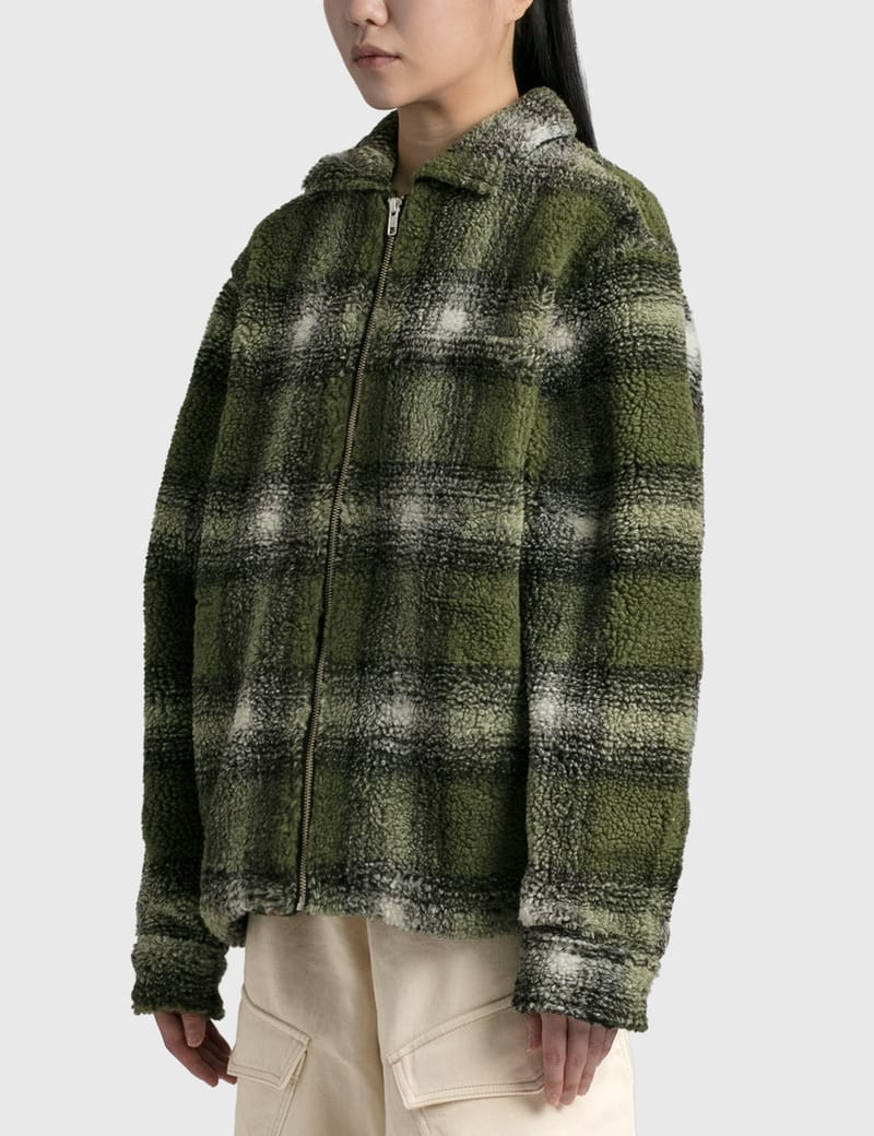 Stüssy - SHADOW PLAID SHERPA ZIP SHIRT | HBX - HYPEBEAST 為
