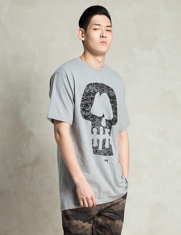 Stüssy - Grey Heather Static Skull T-Shirt | HBX - Globally Curated ...