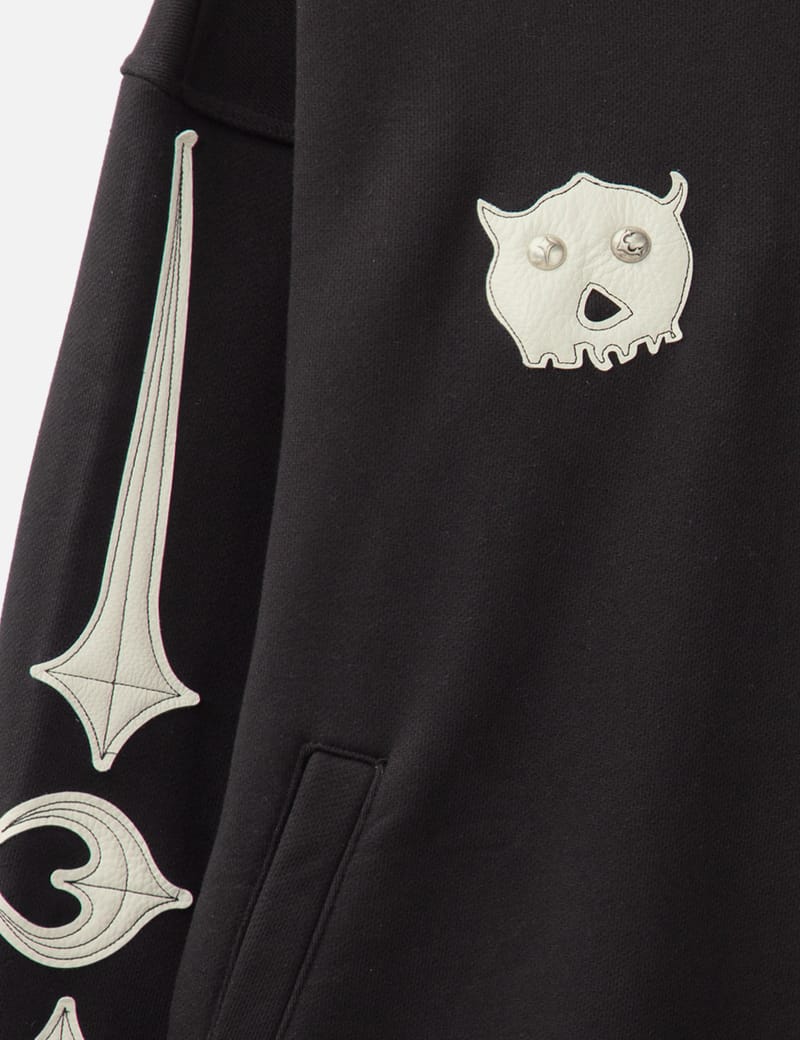THUG CLUB TC Angels Hoodie - Heavyweight black hoodie with leather