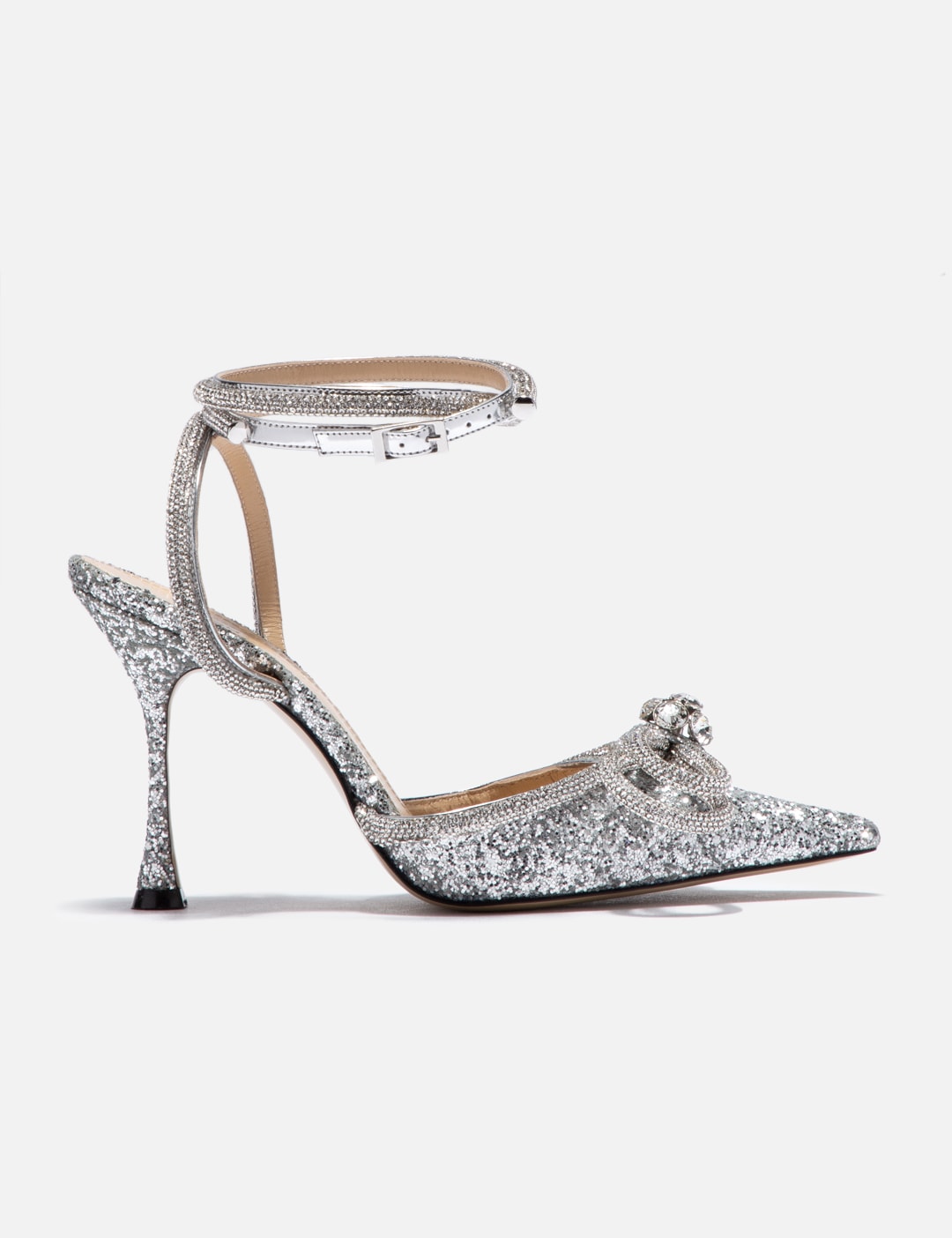 Mach & Mach DOUBLE BOW GLITTER HEELS HBX Globally Curated Fashion and Lifestyle by Hypebeast