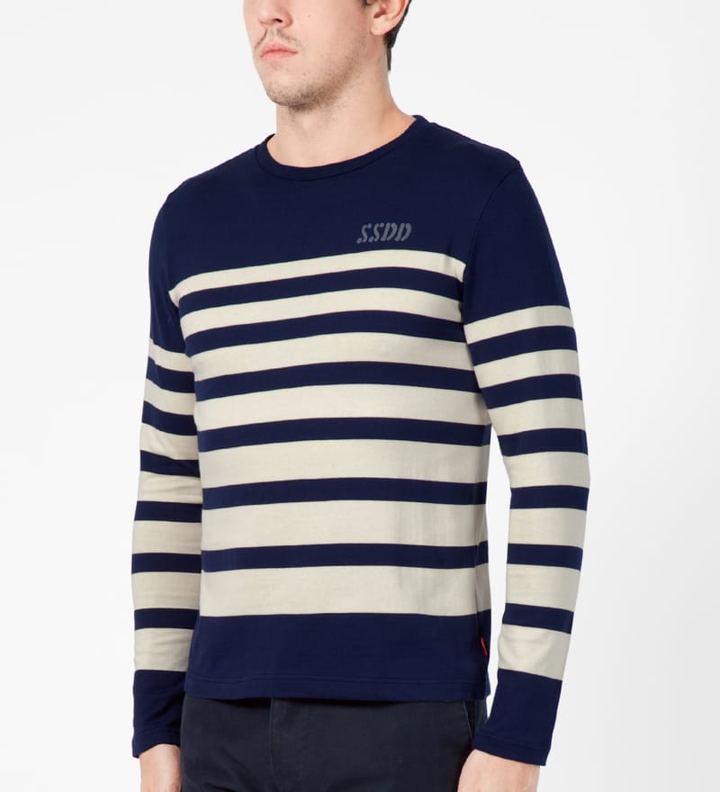 FUCT SSDD - Navy/White Border L/S T-Shirt | HBX - Globally Curated