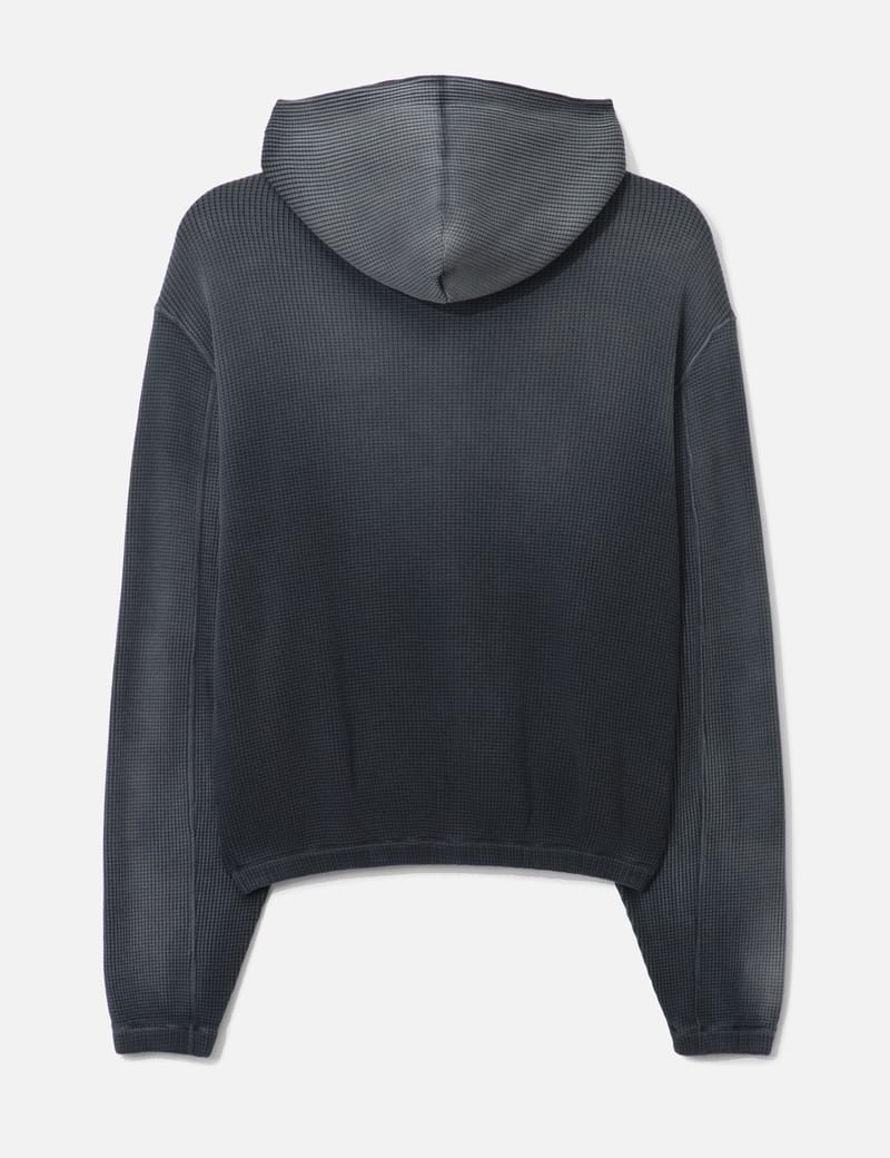 ROA Bee Sun Faded Waffle Zip Up Hoodie - Boxy heavyweight waffle
