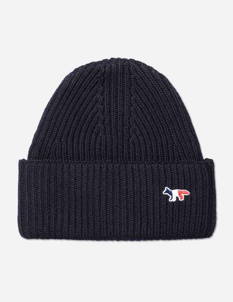 Maison Kitsuné - Ribbed Hat Tricolor Fox Patch | HBX Maison Kitsuné - Ribbed Hat Tricolor Fox Patch | HBX