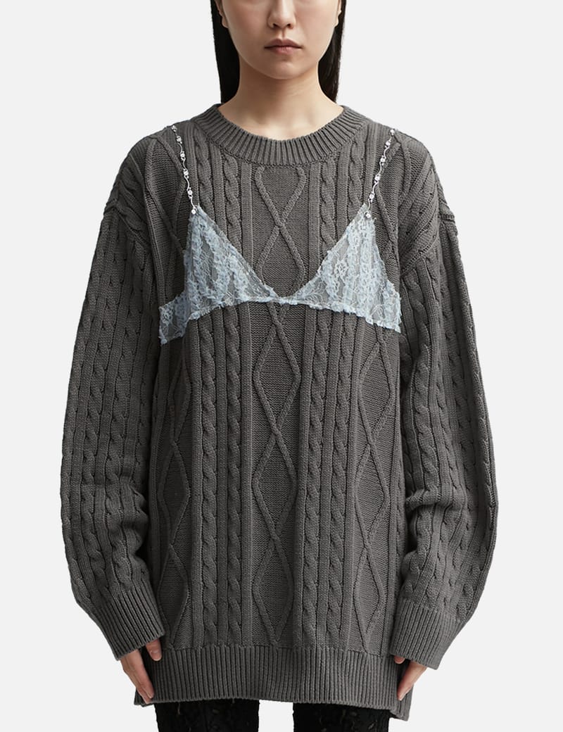 Andersson Bell - Tess Lace On Boyfriend Fit Knit Sweater | HBX