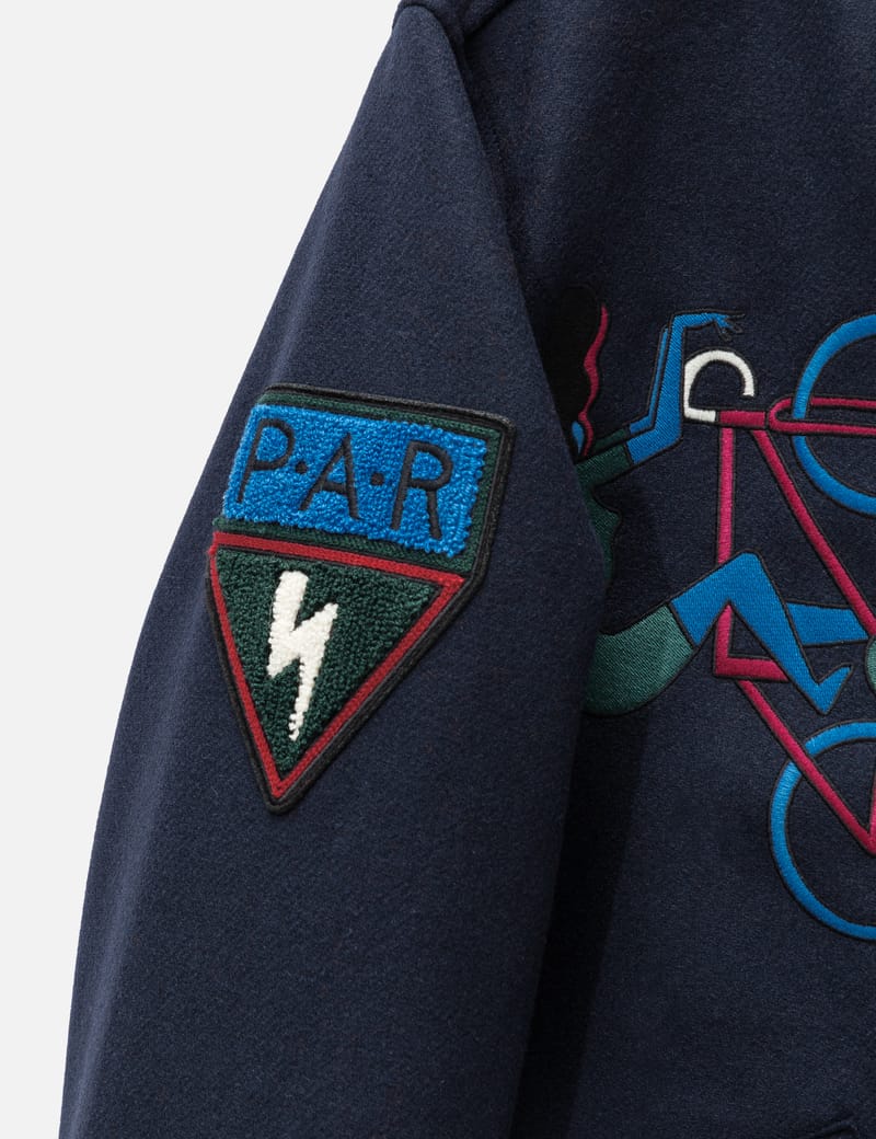 By Parra - RUN SIT & BIKE VARSITY JACKET | HBX - Globally Curated