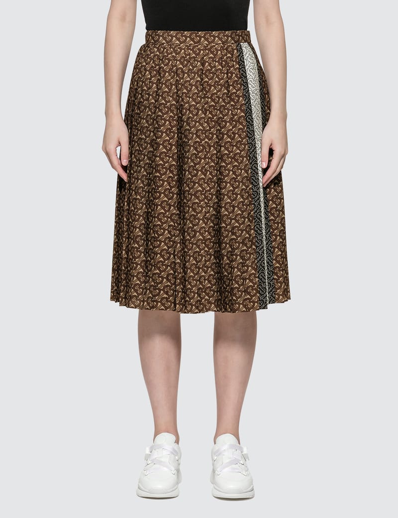 Burberry - Monogram Stripe Print Crepe Pleated Skirt | HBX