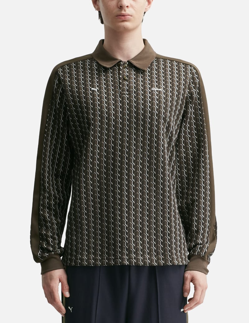 Puma JJJJound x Puma T7 Longsleeve Polo - Chocolate double-faced