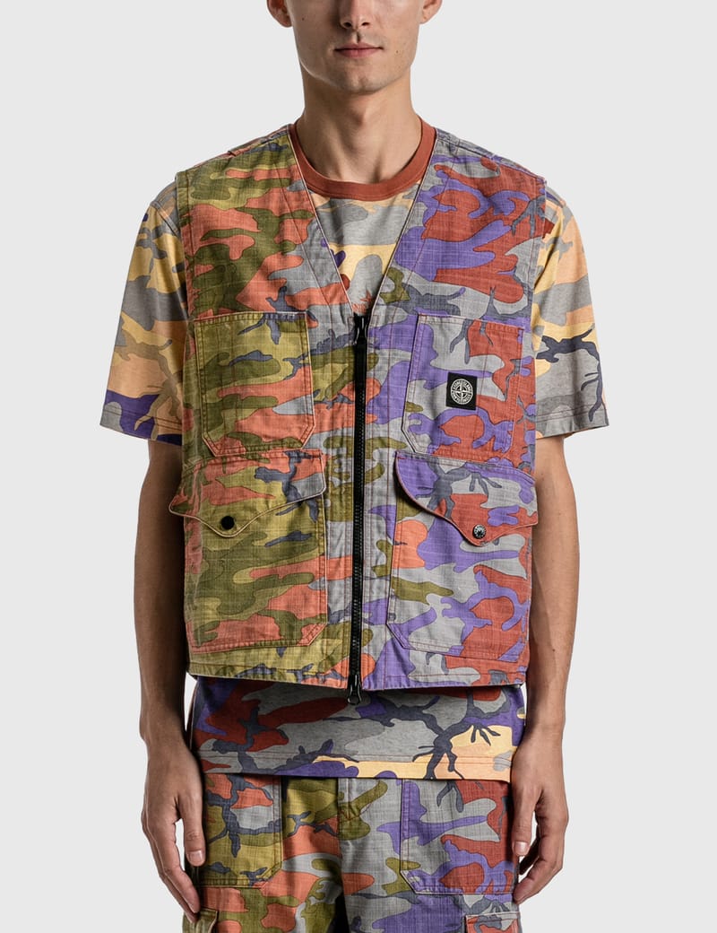新品 STONE  HERITAGE CAMO ナイロン ベスト L ストーンアイランド - S.I. ヘリテージ カモ リップストップ ナイロン