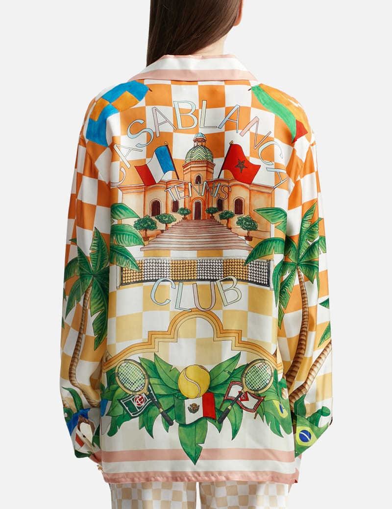 Casablanca テニスシャツ Afro Cubism Tennis Club Silk Shirt | Casablanca Paris