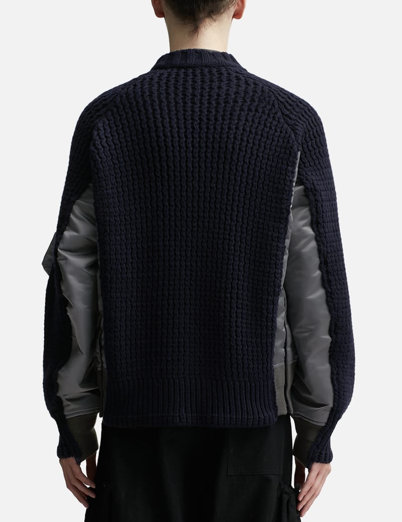 Sacai - Nylon Twill Mix Knit Blouson | HBX - Globally Curated