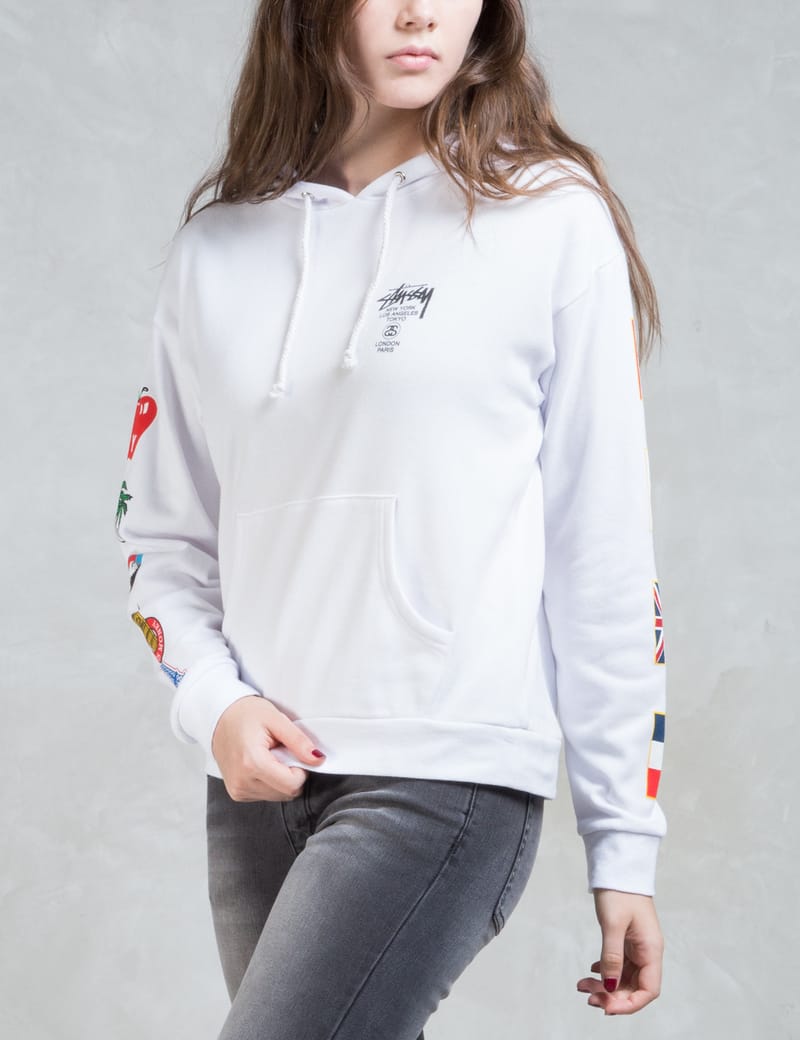 Stussy world tour online hoodie flags