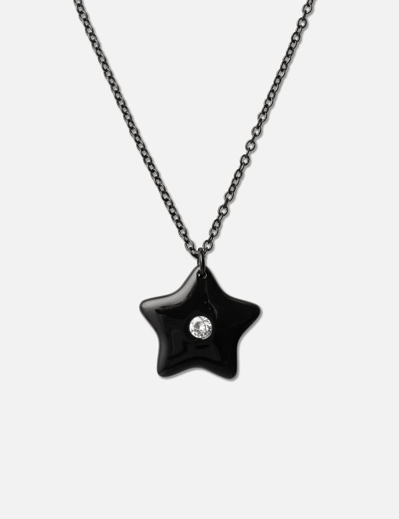 Sandy Liang Sparkles 2.0 Necklace - Black fine chain with star
