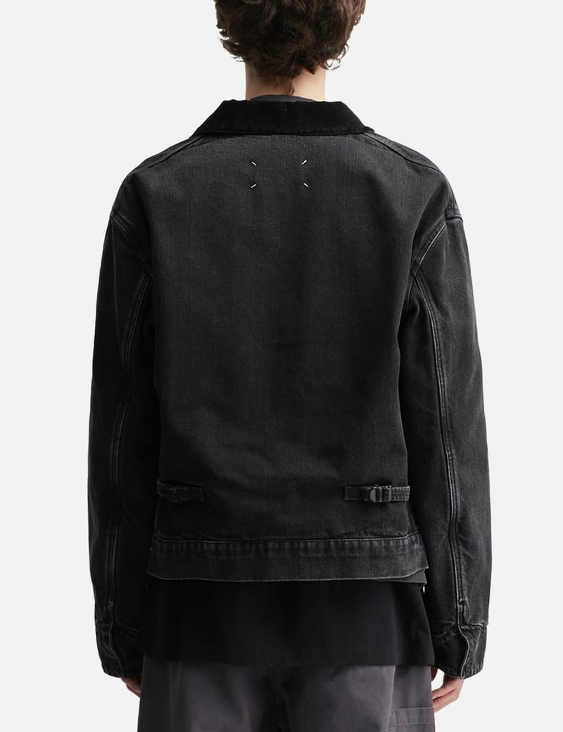 Maison Margiela Denim Jacket - Washed black denim with corduroy