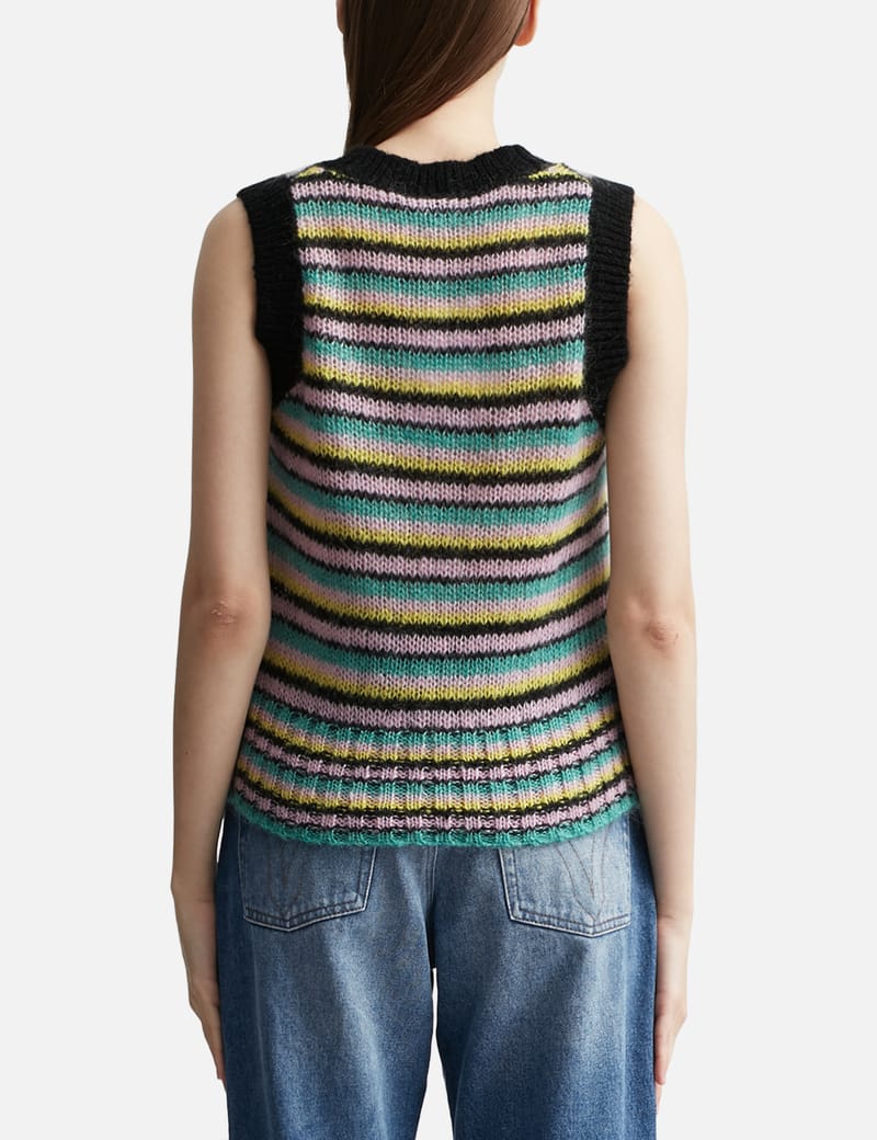 Ganni - STRIPED MOHAIR VEST | HBX - Globally Curated Fashion and